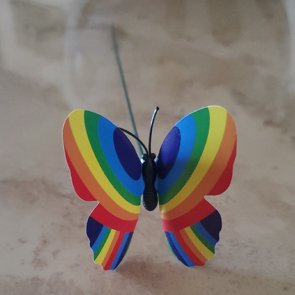 Rainbow Butterfly Faux Floral Accent